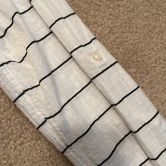 XL Apt. 9 Casual Striped Oversized Button Down Shirt , 100% cotton, white & blue - Picture 9 of 14